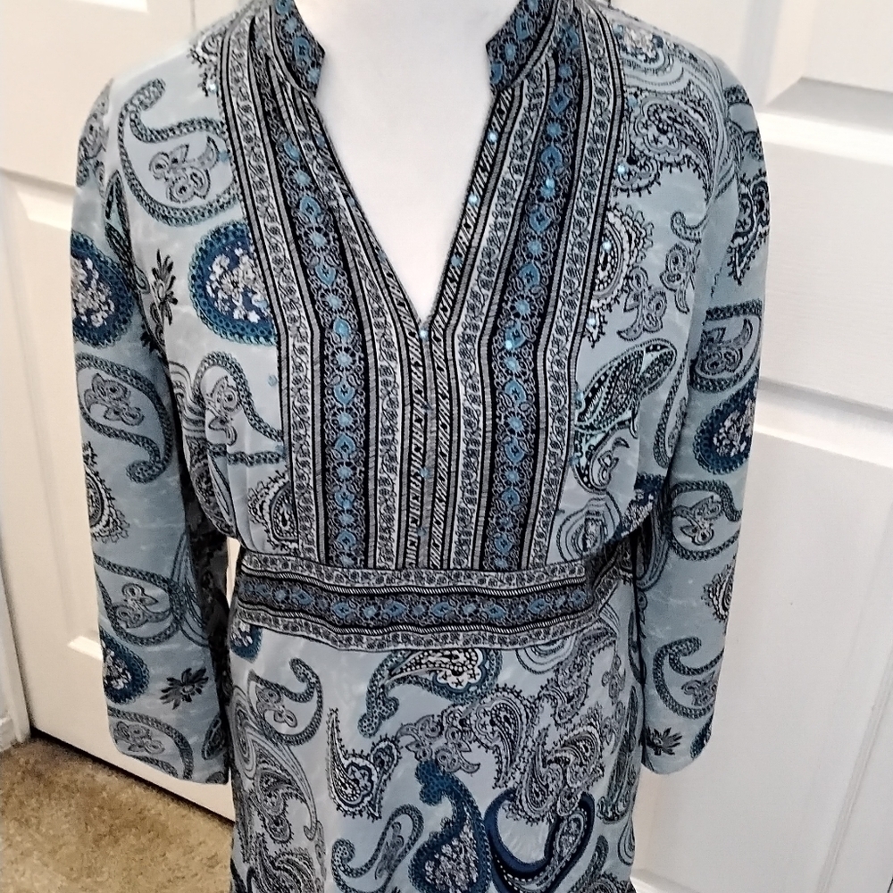 Mainstream Blues Women's Paisley Tunic Size L